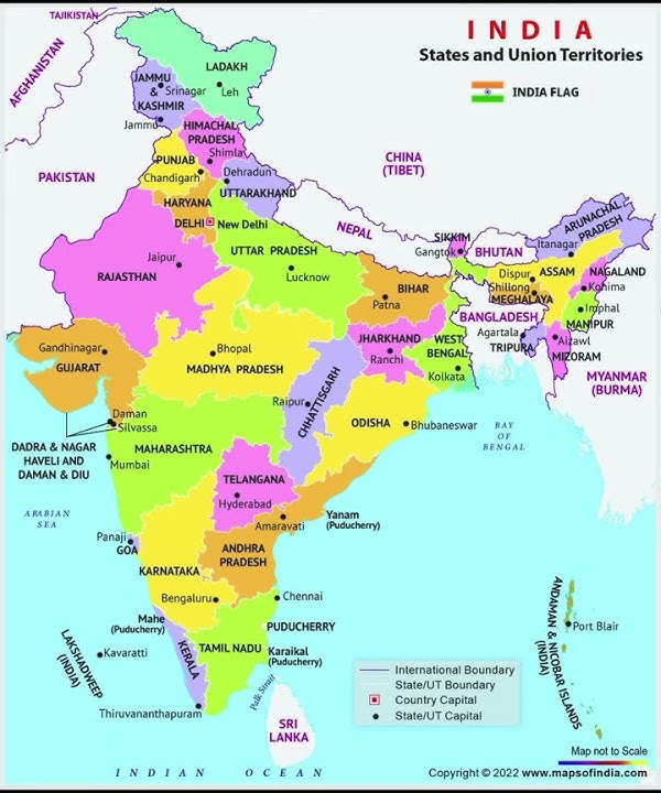 Indian Political map 🇮🇳🌍ll India map ll political map of India ll