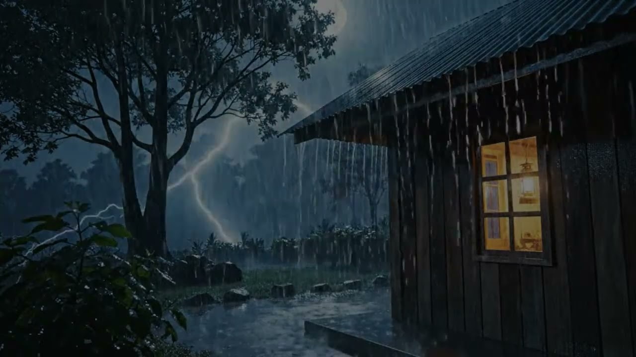 Heavy Rain and Thunder Sounds for Sleeping - Black Screen | Relaxing Storm Ambience to Sleep Fast 12