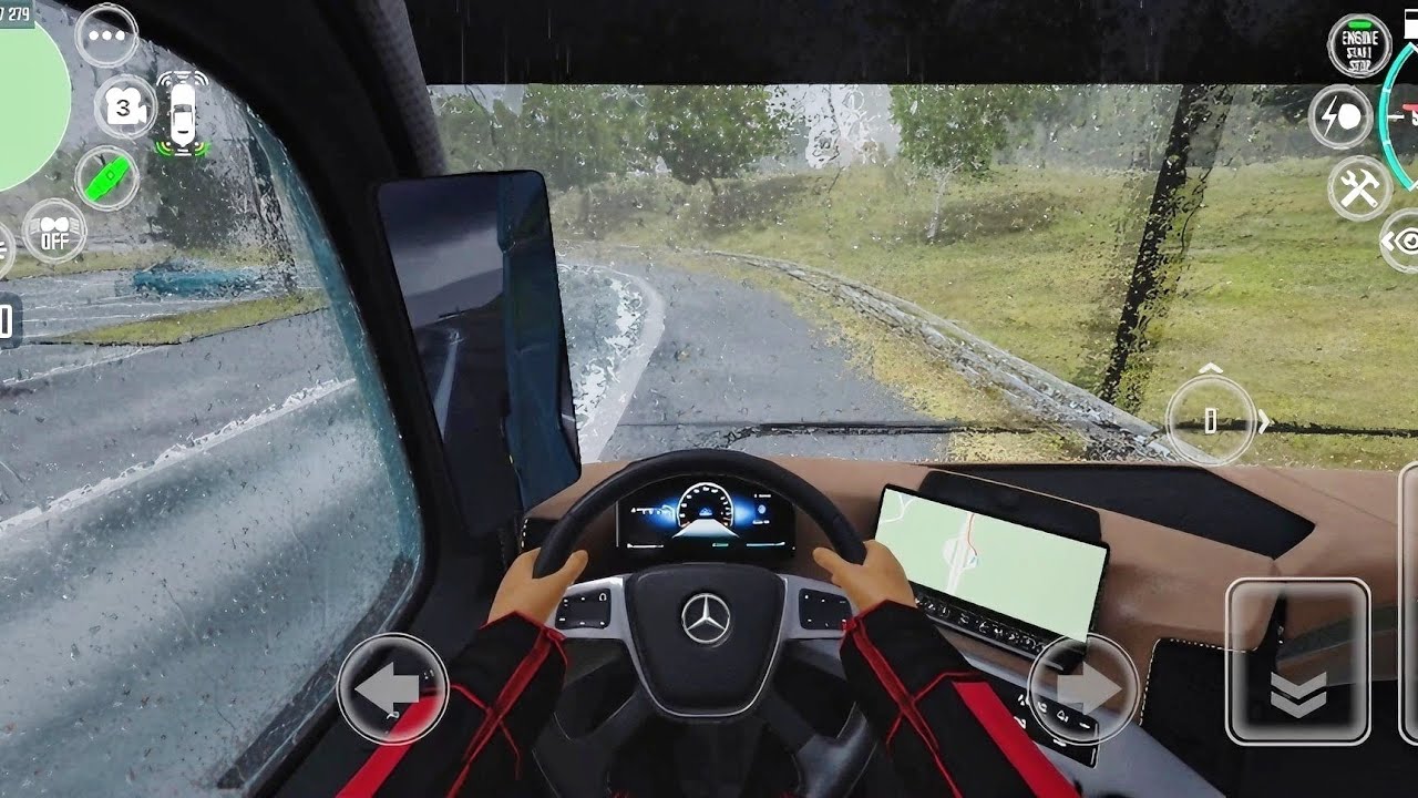 Driving School Simulator EVO New Update - NEW! Mercedes Semi Truck In Heavy Rain Gameplay
