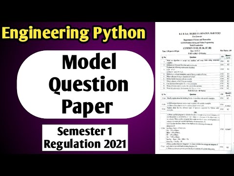 Engineering Semester 1|Python and problem solving|Model|Question paper ...