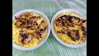 طريقة اعداد الارز المزعفر مع دجاج على الفحم Chicken bbq with Rice