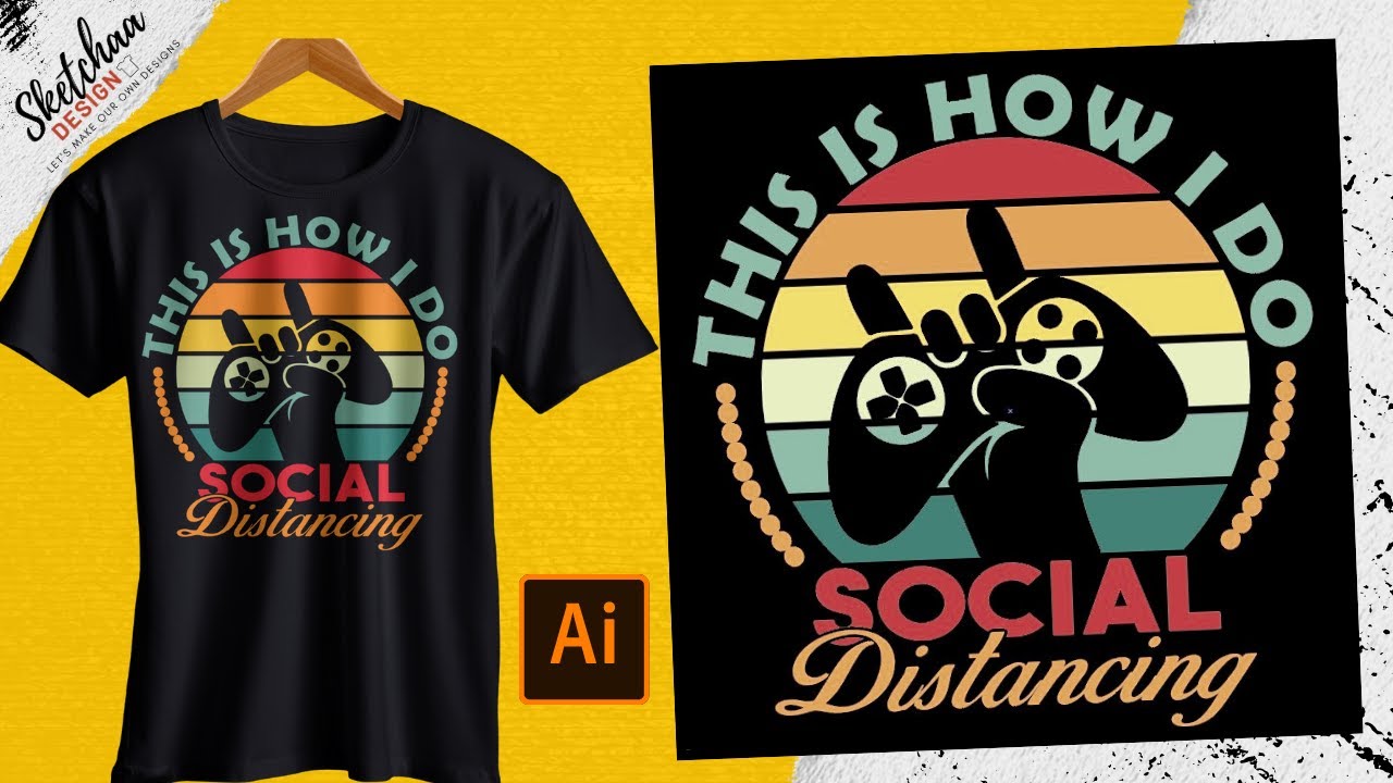 Social Distancing | Advanced T-shirt Design | Adobe Illustrator - YouTube