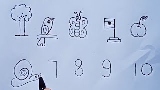 #Drawingkids How to Draw From Numbers 1 to 10 into Picture | NUMBERS DRAWING FOR KIDS |