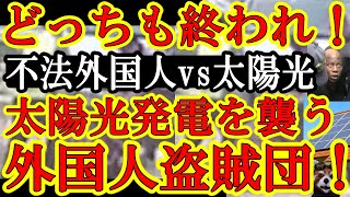 【どっちも終われｗアホとアホが極大バトルｗ『太陽光発電vs不法滞在外国人』どっちも終われぇｗ！】※泥棒はダメ！泥棒応援動画ではございません。でも太陽光発電が不法滞在外国人によって潰れそうな状況はたまら