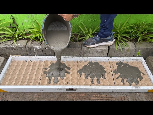 Flower pots craft // Details how to make Flower pots from Cement and Egg trays class=