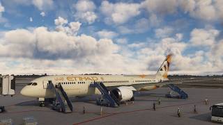 Orlando Intl (KMCO) to Abu Dhabi Zayed Intl (OMAA) MSFS2020 Etihad B787-9 Wing View