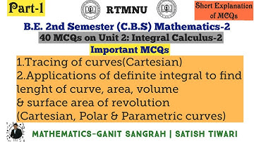 MCQ on Curve Tracing and finding length, area , volume, surface area of revolution of curve | Part-1
