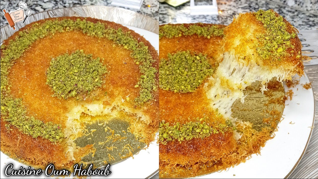 كنافة بجبنة الموزاريلا اقتصادية بحجم عائلي مع سر لونها الذهبي الممتاز و طريقة اعداد الشحور kunefa