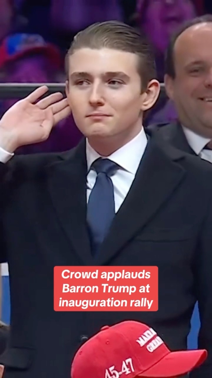 Crowd applauds Barron Trump at inauguration rally #shorts