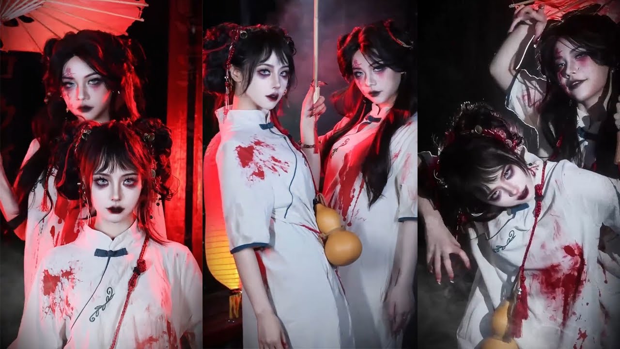 请勿眨眼，中式丧尸来袭～#妆前妆后 #中式 #中式恐怖 #挑战一百个无限流 #妆容分享#是初九啊