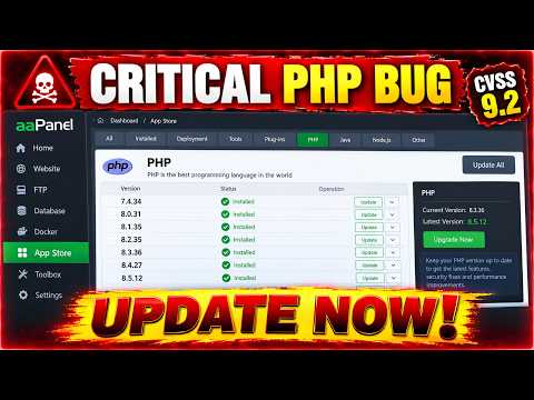 How to Update PHP Versions in aaPanel — Fix php2shell Security Bug (7.4 to 8.5) 🔴