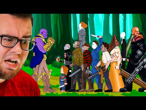 Reacting to PENNYWISE vs THANOS vs JASON vs FREDDY vs CHUCKY!