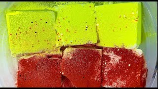 ASMR || 6 BLOCKS OF CRUNCHY GYM CHALK CRUMBLE WITH RED AND NEON YELLOW POWDER || SLEEP AID