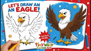How to Draw an American Eagle + Cool Facts! 🦅✏️ American flag eagle drawing
