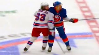 Mika Zibanejad Adam Pelech Collision (FULL CLIP) Rangers vs Islanders | NHL Highlights