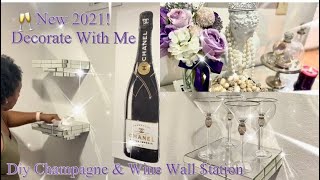Новый! 2021- Украсьте вместе со мной / Стена станции шампанского и вина своими руками / Идеи декора гламурной комнаты / Бар своими руками