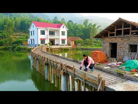 TIMELAPSE : Building A Beautiful Bridge With A Modern Design Connecting To The House On The Lake