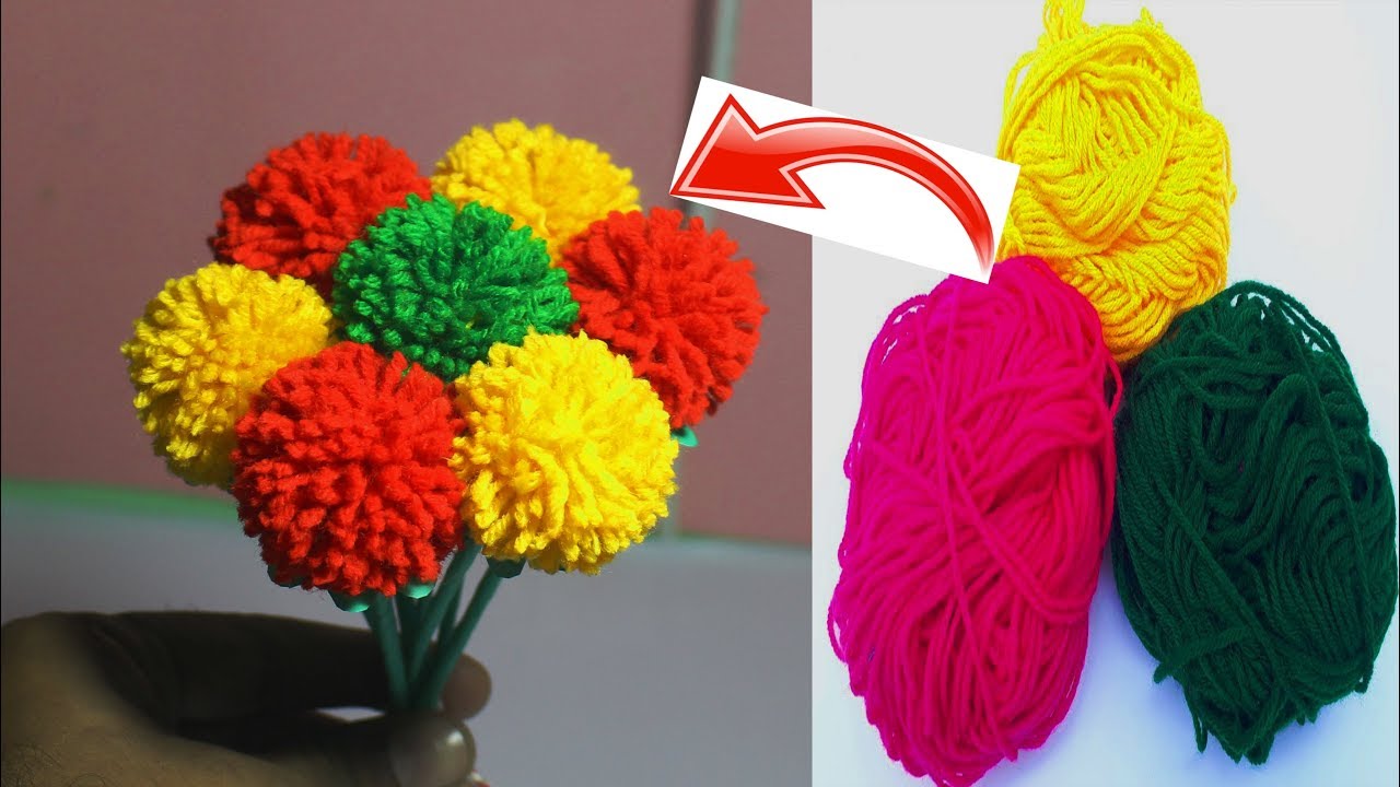 Hand Craft -----NEW DESIGN WOOLLEN GULDASTA---Wool Craft idea. - YouTube