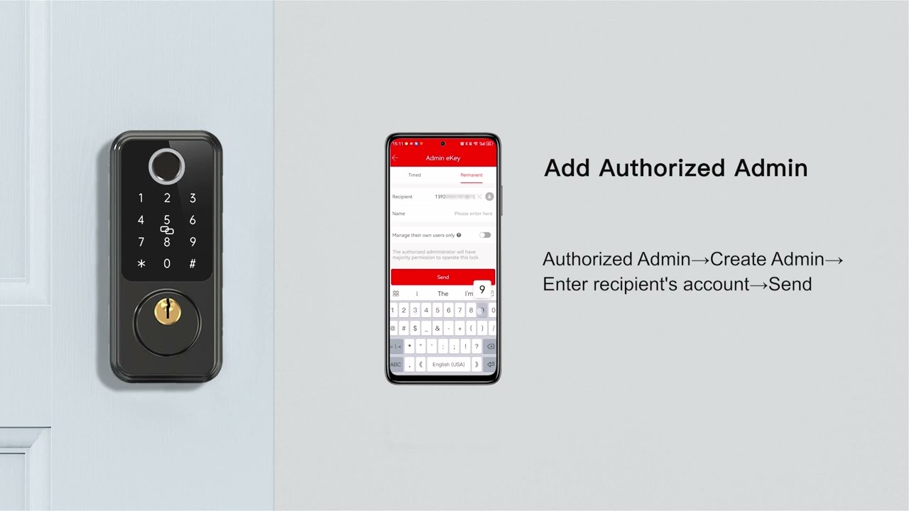 8-Authorize administrator - For Hornbill M1/A1/Y1 Smart Lock.(TTlock And Nextlock)