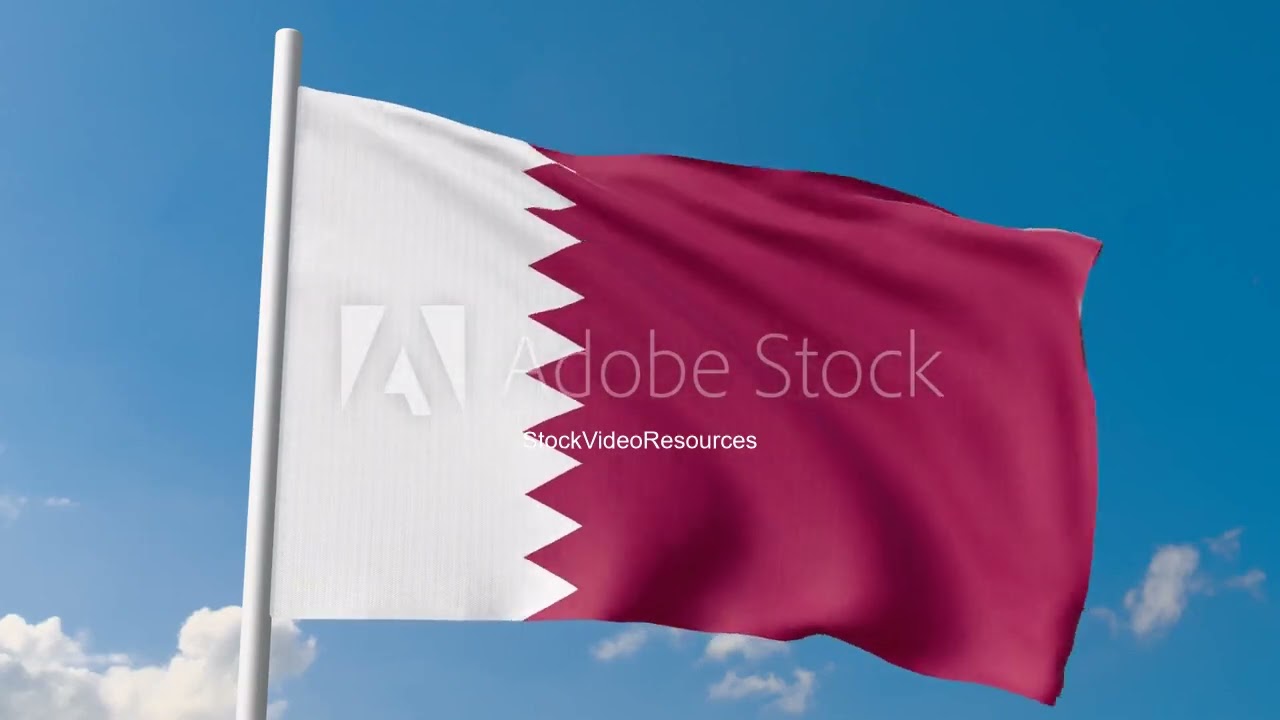 4K Flag of Qatar country flag waving with sky Stock Video