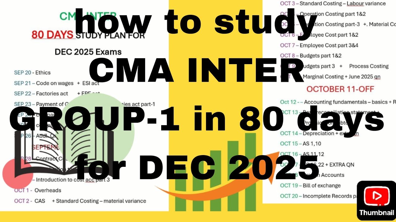 How to study CMA INTER group 1 in 80 days for dec 2025 exams - YouTube
