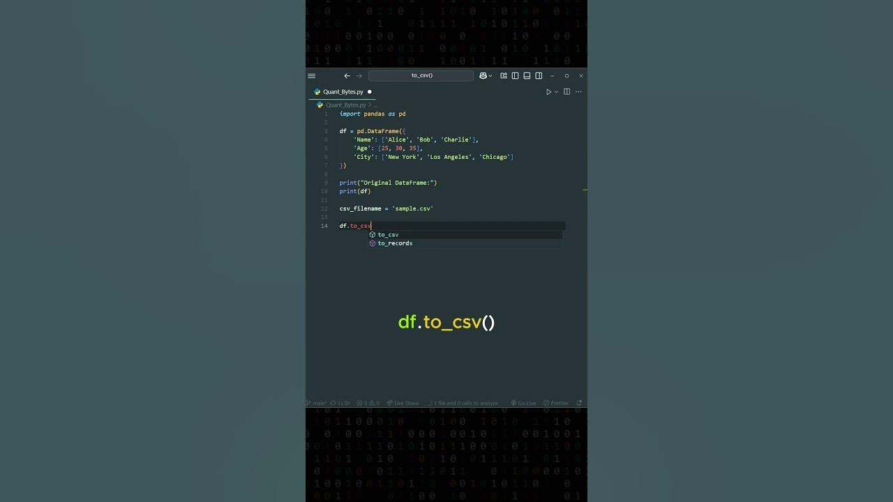 🎥 How to Write Your DataFrame to a CSV File in Python! 🐍💡 - YouTube