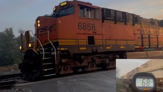 70 MPH BNSF Z-Train from two different camera angles, including an up-close ground view!