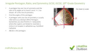 Pentagon Irregular Ratio and Symmetry GCSE iGCSE 10th Grade Geometry