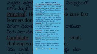 4 Pre‑Primary Teacher Interview Q&A | Handling Diversity | Spoken English Practice #telugutoenglish