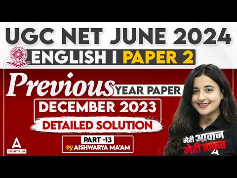 UGC NET English Literature Previous Question Papers With Answers #13 | English By Aishwarya Puri