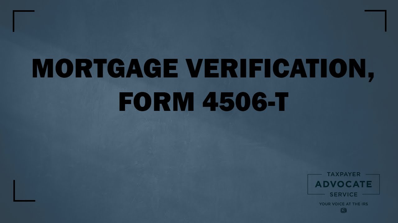 Mortgage Verification, Form 4506T YouTube