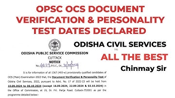 ODISHA CIVIL SERVICES UPDATES || OPSC || DV & PERSONALITY TEST