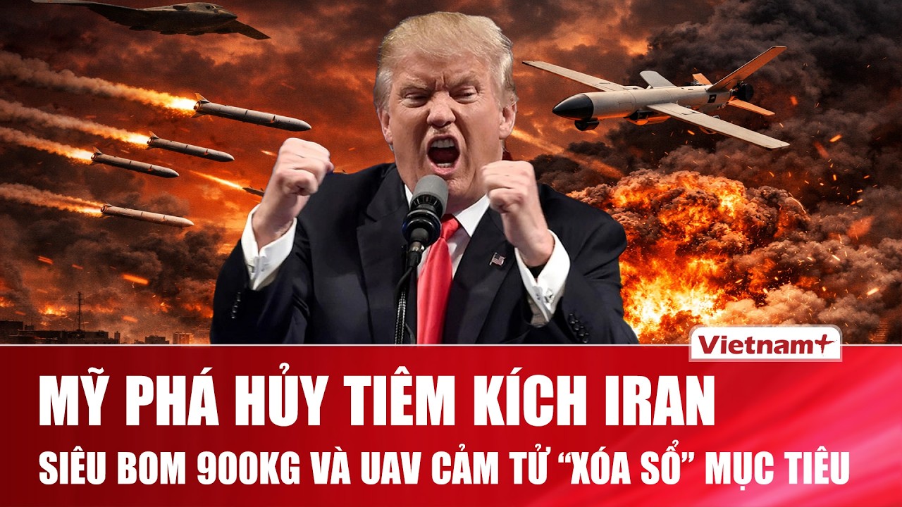 Mỹ “đắc thắng” tung video hủy diệt tiêm kích Iran: Màn trình diễn ác liệt của siêu bom và UAV cảm tử