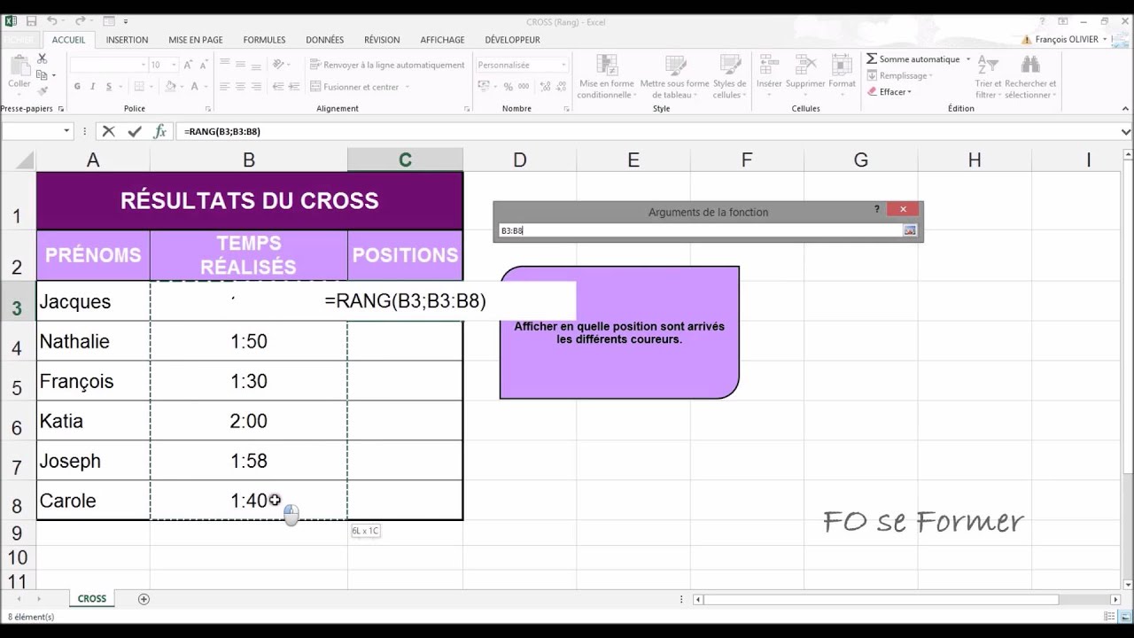 Excel : Fonction RANG() - YouTube
