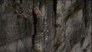 Norwegian helicopter Induces a Rock Fall beside a Fjord