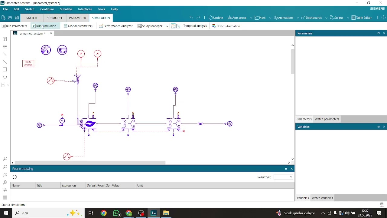 Simcenter Amesim software running for burner