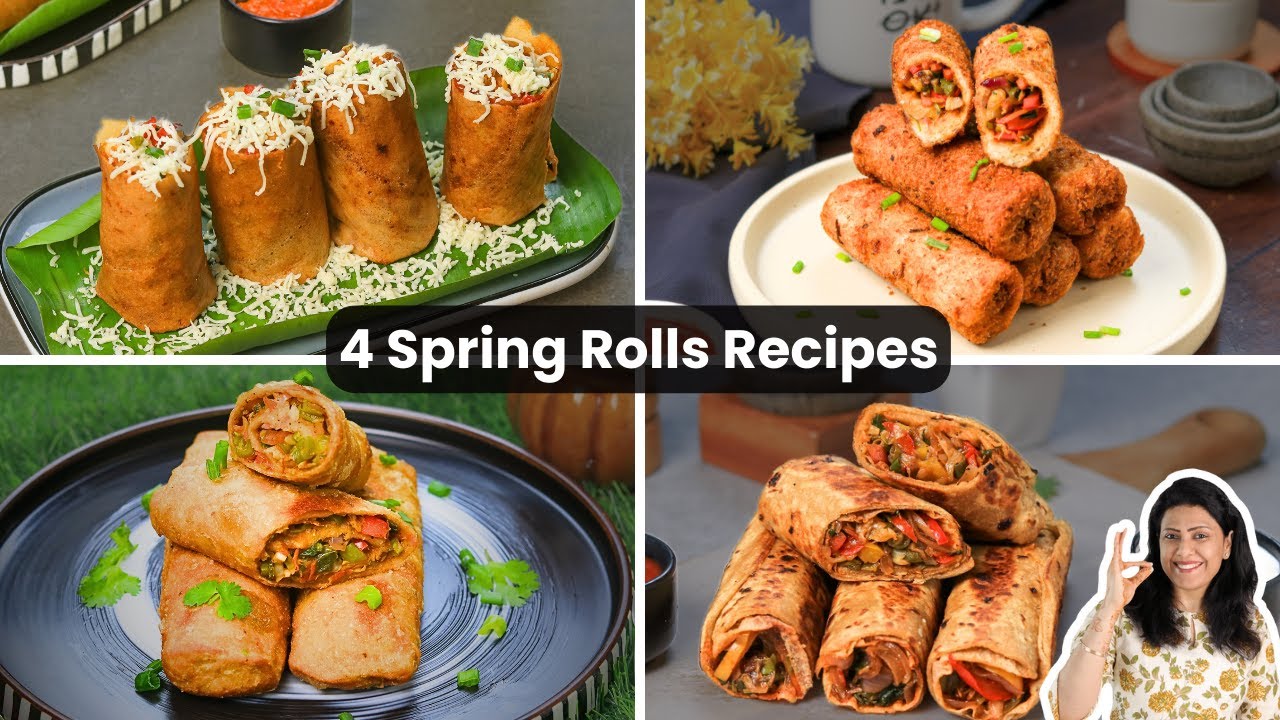 4 Easy Spring Rolls Recipes | 4 तरह के स्प्रिंग रोल्स नाश्ता | Snacks Recipes Part-8 | MintsRecipes