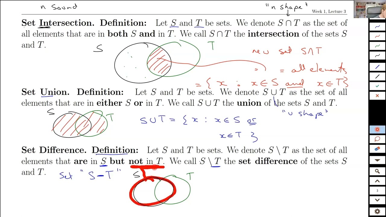 Linear Algebra Week 1 Lecture 3 - Set Combinations; Functions in Linear Algebra