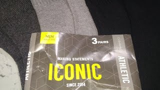 Iconic Mens 3 in 1 Basic Athletic Plain Socks with Side Logo in Assorted
