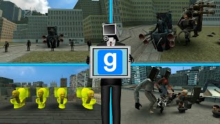Skibidi toilet battle bridge in big city glitch cameraman versus coloured toilets