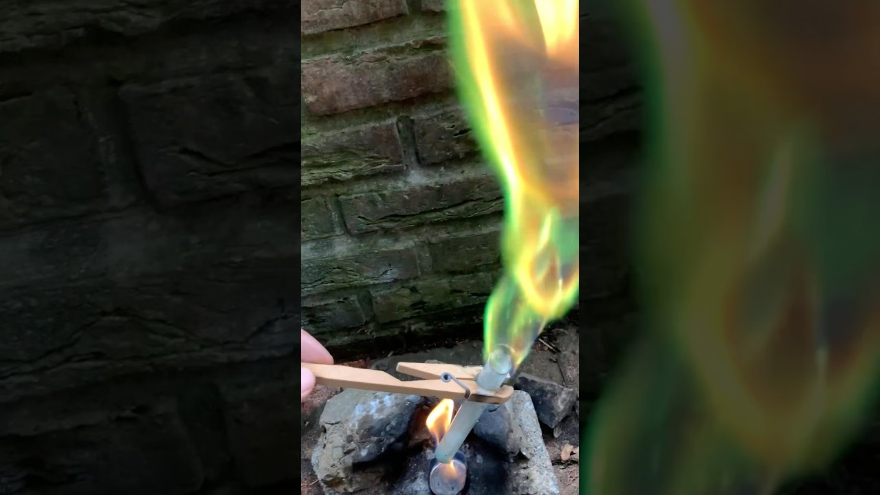 Green Fire fountain from copper sulphate ethanol mix 🔥⛲️ 