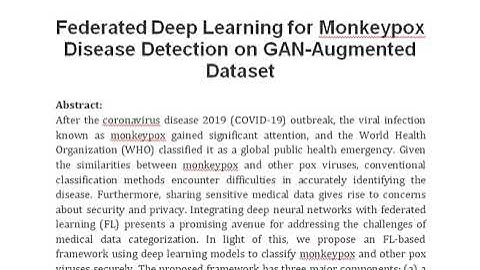 Federated Deep Learning for Monkeypox Disease Detection on GAN Augmented Dataset