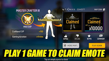 Finally Craftland Emote मिल गया 🤩 | Claim Creator in Action Emote Free Fire | Craftland Level Up Max