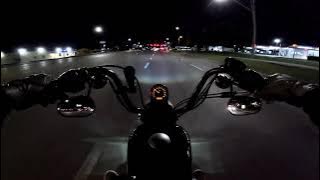 Harley Davidson IRON 1200 POV - Exhaust Only - Night Ride to Downtown