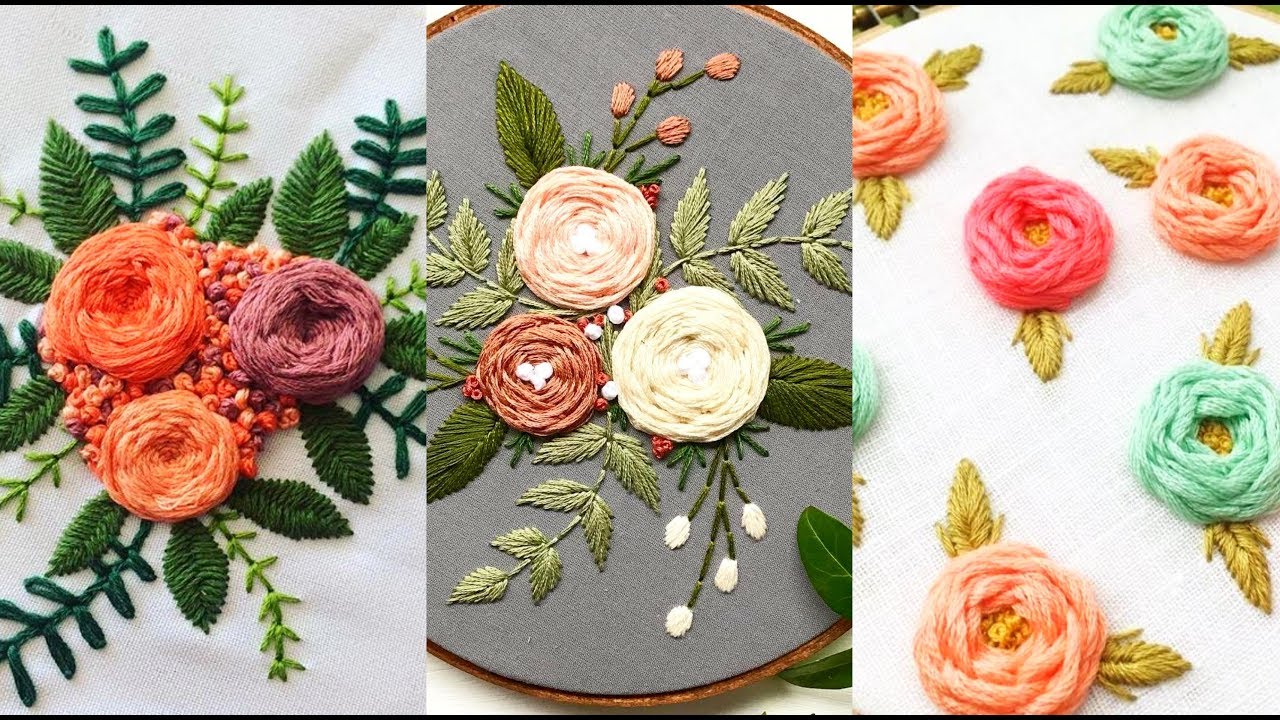 Hand Embroidery Woven Spider Wheel Stitch Flower Collection 2019