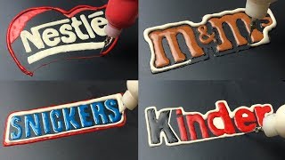 Chocolate Brand Logos Pancake Art: Snickers, Nestle, M&M's, Kinder