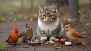 Cat TV~ Squirrel Picnic ~ Birds and Squirrels Everywhere ⭐ 24 HOURS ⭐