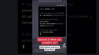 How to make Python code for a Pivot Table with ChatGPT #chatgpt