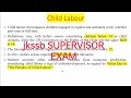 CHILD LABOUR FEMALE SUPERVISOR JKSSB EXAM unit 3 specialization  || SUPERVISOR question|#jkssb #upsc