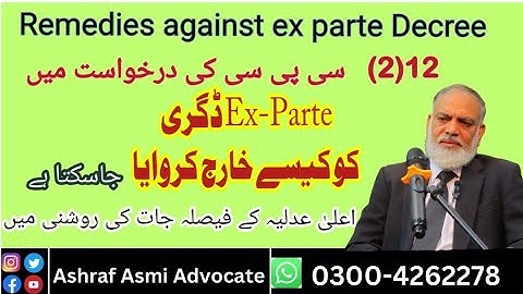 Remedies against ex-parte decree.12(2)CPC, S.96(2) CPC , S.114CPC